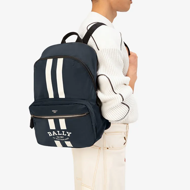 BALLY Fixie Nylon Backpack Medium Size Men's Blue-8