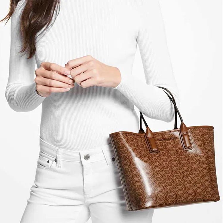 MICHAEL KORS Leather Tote Bag Shopping Bag Handbag Small Size Women's Caramel-4