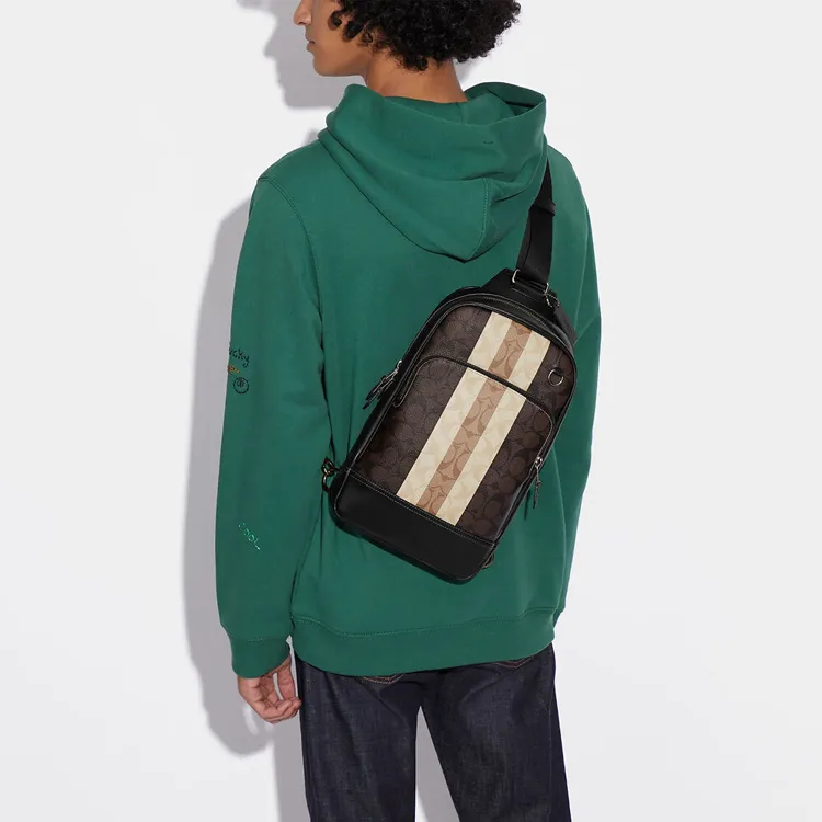 COACH Graham Cow Leather Sling Bag Medium Size Men's Multicolor-5