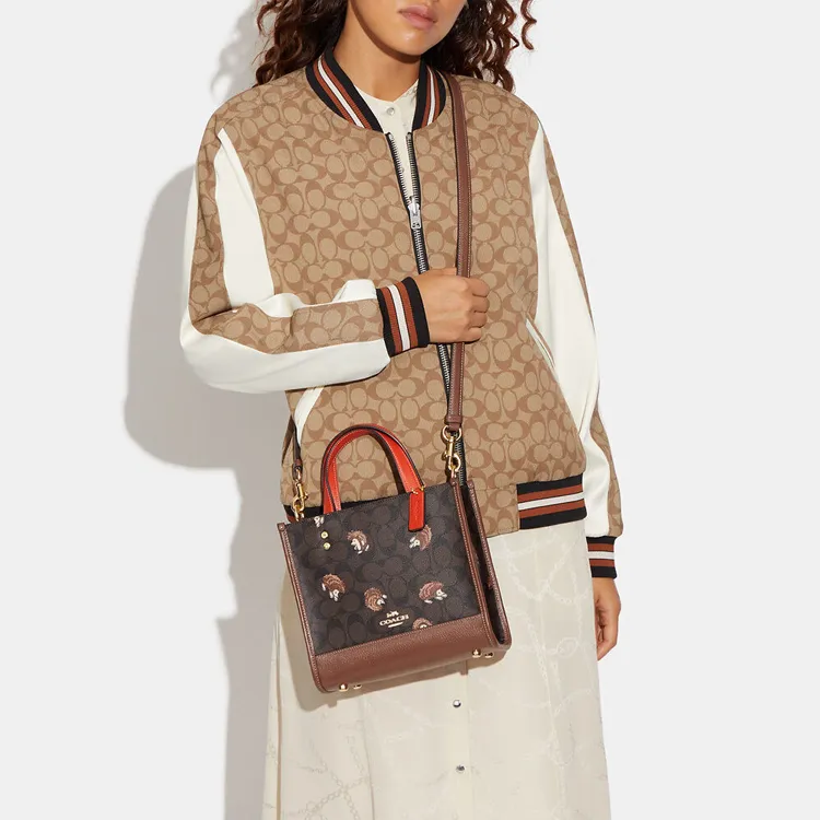 COACH Cow Leather Tote Bag Shopping Bag Shoulder Bag Crossbody Bag Handbag Regular Women's Monogram Brown-3