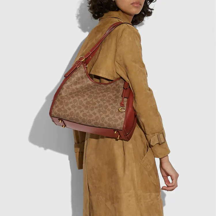 COACH Lori Monogram Canvas With Leather Handbag, Shoulder Bag Women's Brown Monogram-4