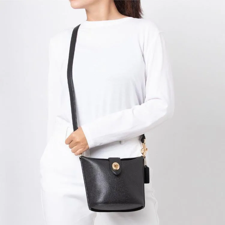 COACH Addie Grain Leather Box Bag, French Fries Bag, Shoulder Bag, Crossbody Bag Women's Black-5