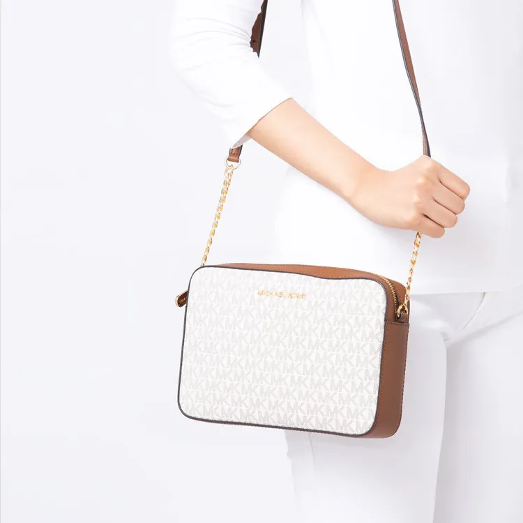 MICHAEL KORS Jet Set Cow Leather Camera Bags Shoulder Bags Women's Vanilla & Brown-3