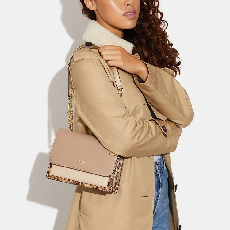 COACH Klare With Cow Leather And Sheepskin Shoulder Bag, Crossbody Bag Small Size Women's Ivory White-4