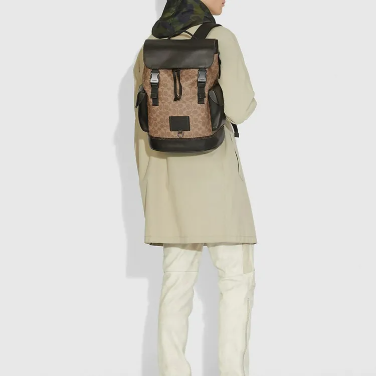 COACH Rivington Artificial Leather Backpack Tubas Men's Khaki-5