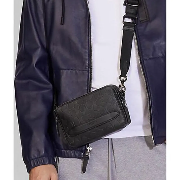 COACH Charter Leather Fanny Pack, Shoulder Bag, Crossbody Bag Regular Men's Black-3