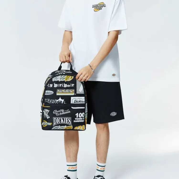 Dickies Polyester Backpack Regular Unisex White With All Over Print-2