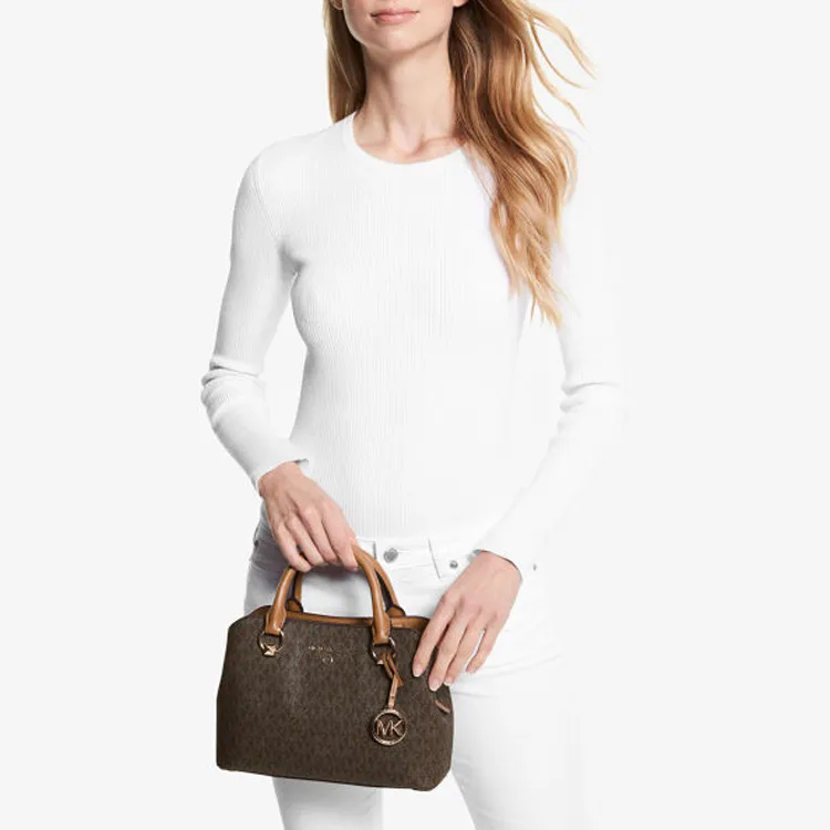 MICHAEL KORS Edith Coated Canvas Shoulder Bag Crossbody Bag Handbags Small Size Women's Brown-5