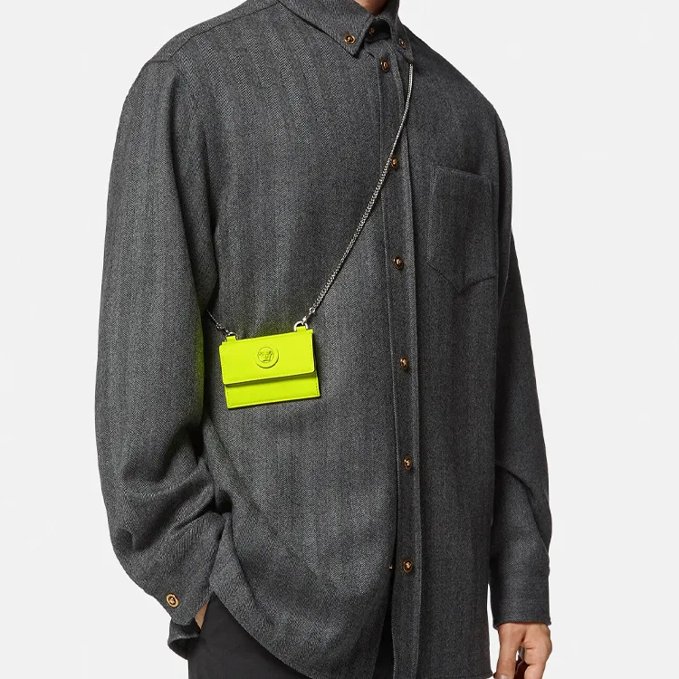 FANSIZHE Cow Leather Card Holder Men's Yellow-2