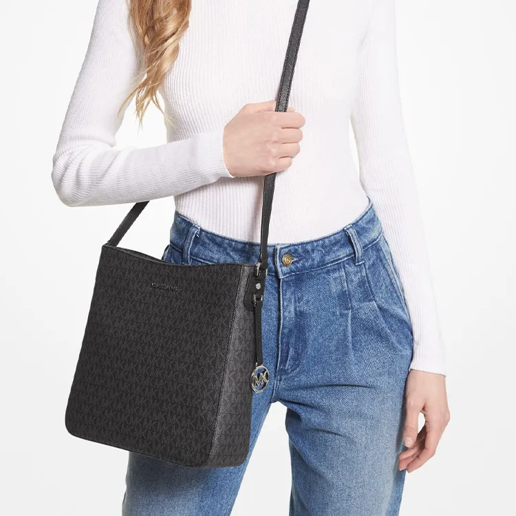MICHAEL KORS Jet Set Travel Canvas With Leather Envelope Bag, Shoulder Bag, Crossbody Bag Tubas Women's Black-4