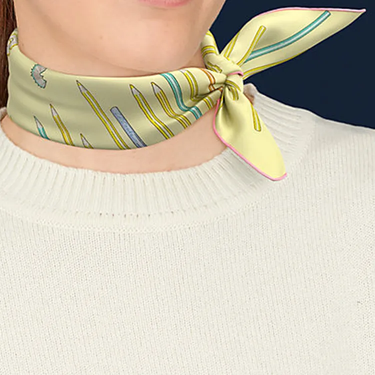HERMES Silk Scarves Unisex Yellow-1