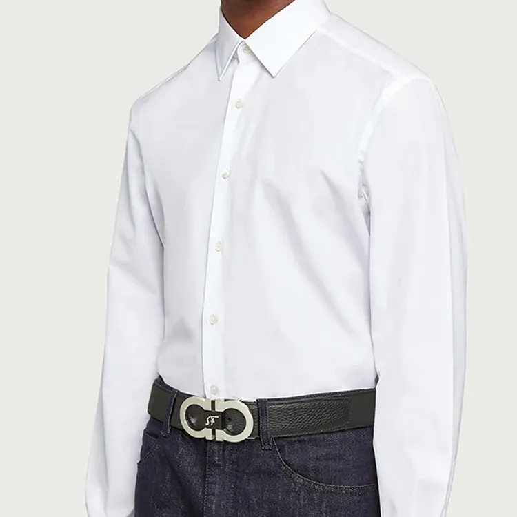 Ferragamo Gancini Leather Belts Men Silver Tone Buckle-1