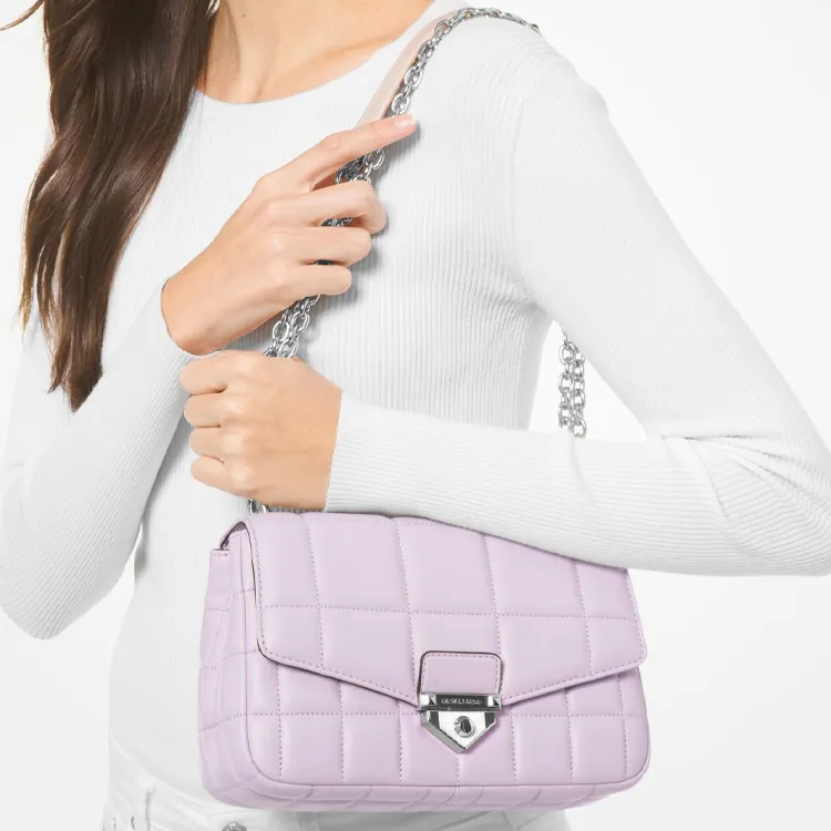 MICHAEL KORS Soho Sheepskin Crossbody Bag, Shoulder Bag Large Size Women's Light Purple-4