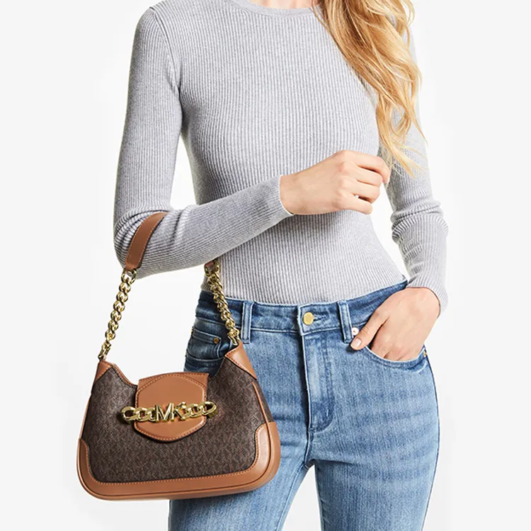 MICHAEL KORS Hally Artificial Leather Shoulder Bag Women's Dark Brown-2