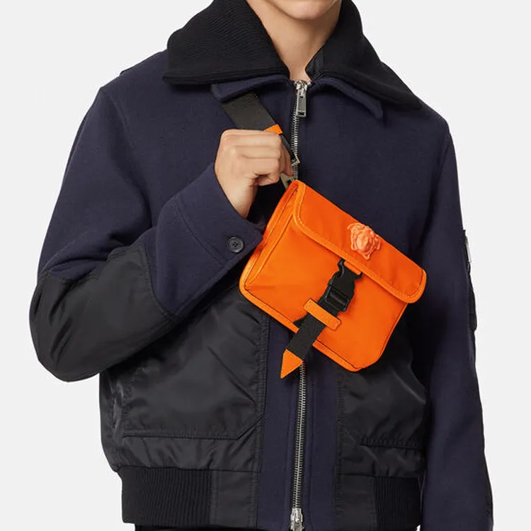 FANSIZHE Nylon Messenger Bag Crossbody Bags Small Size Men's Orange-5