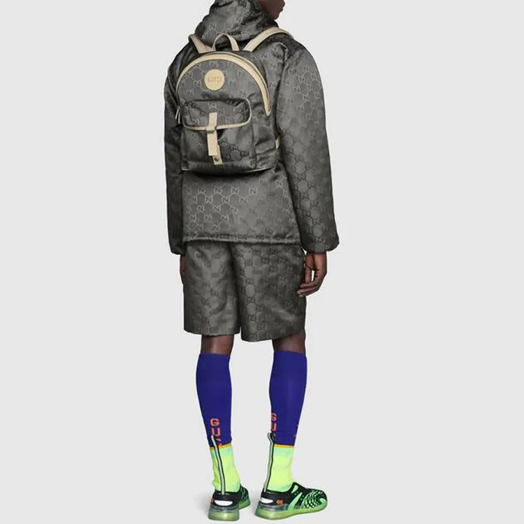 GUCCI Off The Grid Nylon Fabric Backpack Unisex Dark Gray/Beige-9