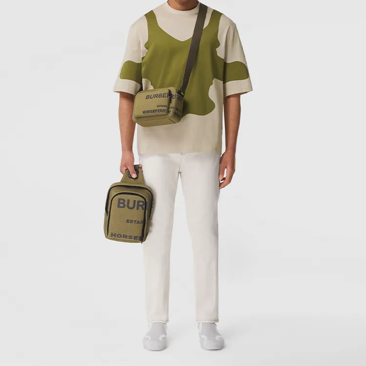 Burberry Horseferry Cow Leather Messenger Bag, Shoulder Bag, Crossbody Bag Men's Deep Moss Green-7