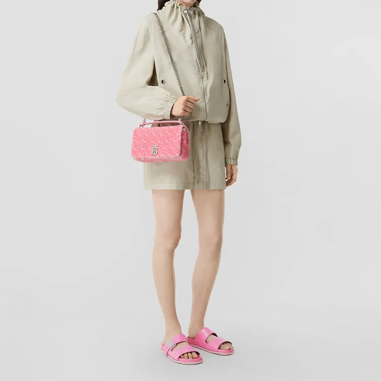 Burberry Lola Lola Bag Cotton Acrylic Sheepskin Shoulder Bag Crossbody Bag Handbag Small Size Women's Pink-7