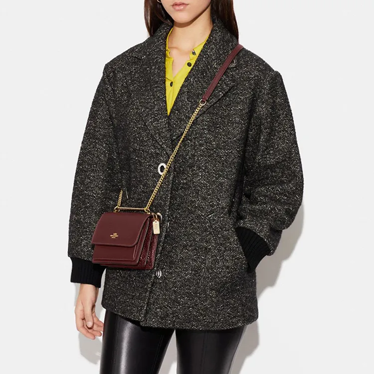 COACH Klare With Cow Leather And Sheepskin Shoulder Bag, Crossbody Bag Mini Women's Burgundy-5