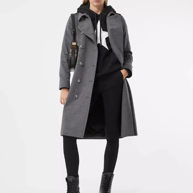 Burberry Trench Coats Women's Medium Heather Gray-3