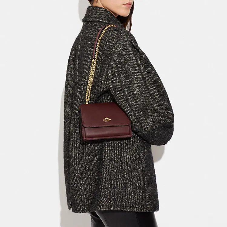 COACH Klare With Cow Leather And Sheepskin Shoulder Bag, Crossbody Bag Mini Women's Burgundy-4
