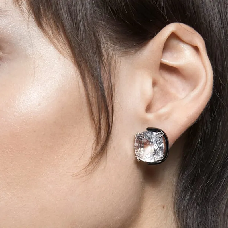 Swarovski Crystal Stud Earrings Women's Silver-3