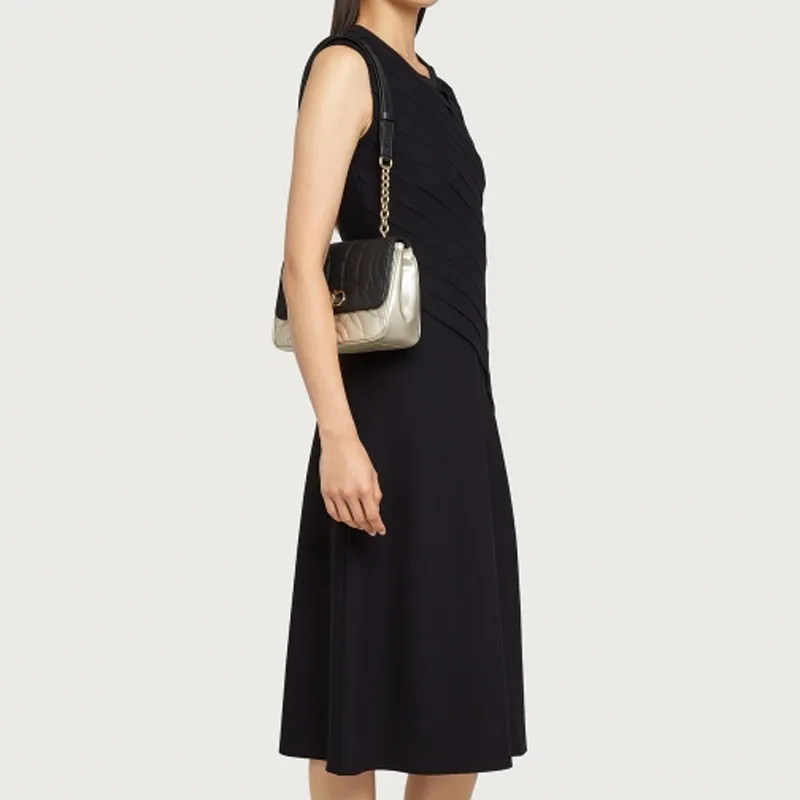 FERRAGAMO GANCINI Quilting Cow Leather Flap Bag, Shoulder Bag, Crossbody Bag Women's Gold-4