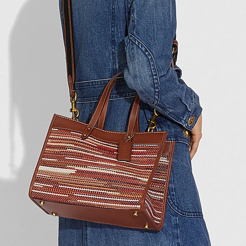 COACH Field Leather Tote Bag, Shopping Bag, Handbag, Shoulder Bag, Crossbody Bag Tubas Women's Brown-3