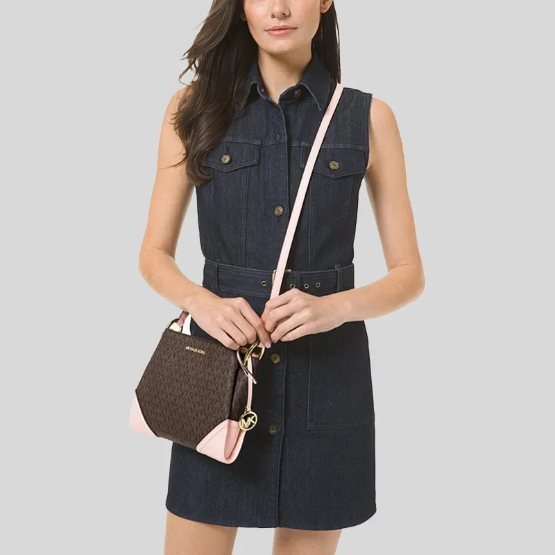 MICHAEL KORS Nicole Canvas Trunk Bag Shoulder Bag Crossbody Bag Women's Dark Brown/Pink-4