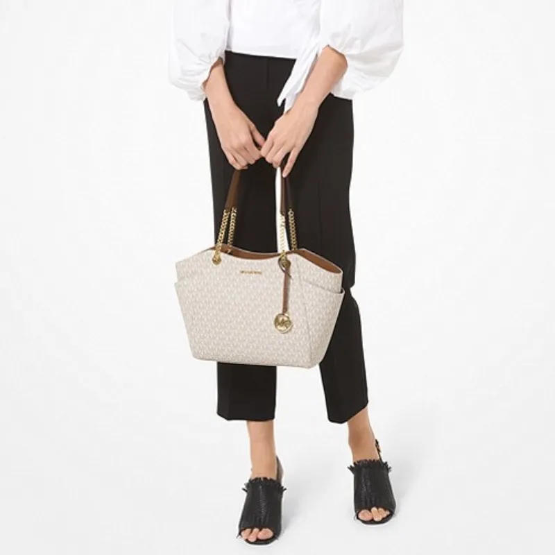 MICHAEL KORS Jet Set PVC Tote Bag Shopping Bag Handbag Shoulder Bag Women's Vanilla White-6