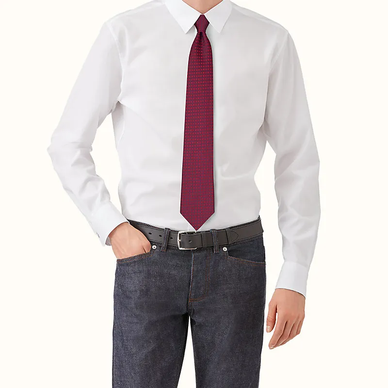 HERMES Faconnee H Ties Unisex Deep Red-1