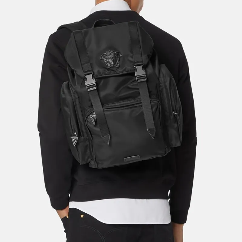 VERSACE Polyamide Backpack Regular Men's Black-4