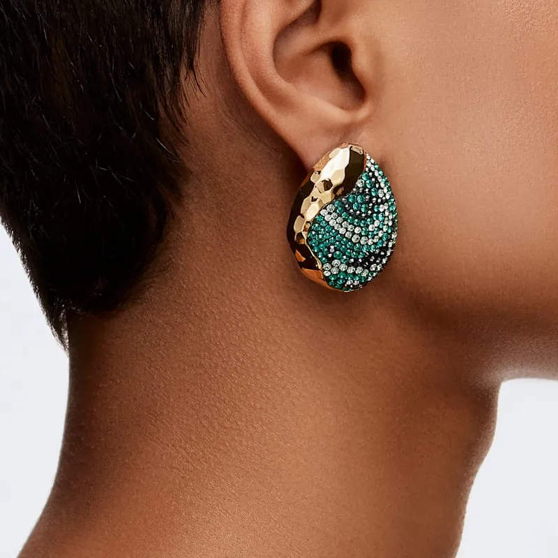 Swarovski The Elements Earrings Women's Green/Gold-3