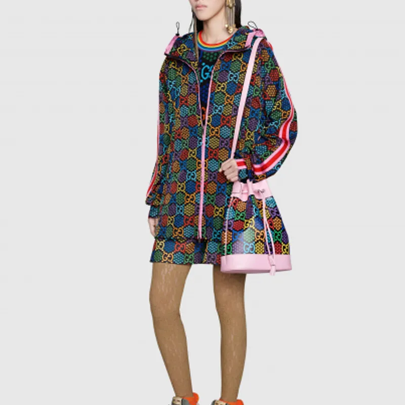 GUCCI Canvas With Leather Bucket Bags Shoulder Bag Crossbody Bag Women's Pink/Multicolor/Candy Color-5