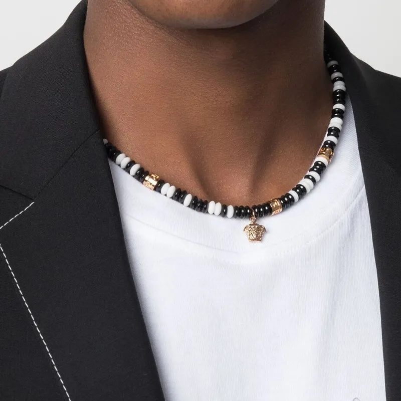 VERSACE Necklaces Men Black-1