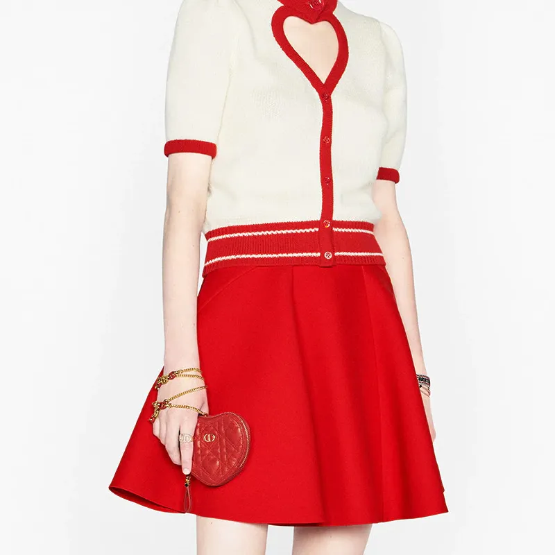DIOR Caro Cow Leather Handheld Shoulder Bag Crossbody Bag Women's Red-5