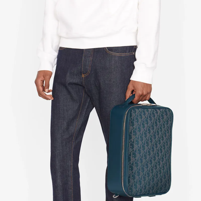 DIOR Cow Leather Shoulder Bag Men's Navy-5