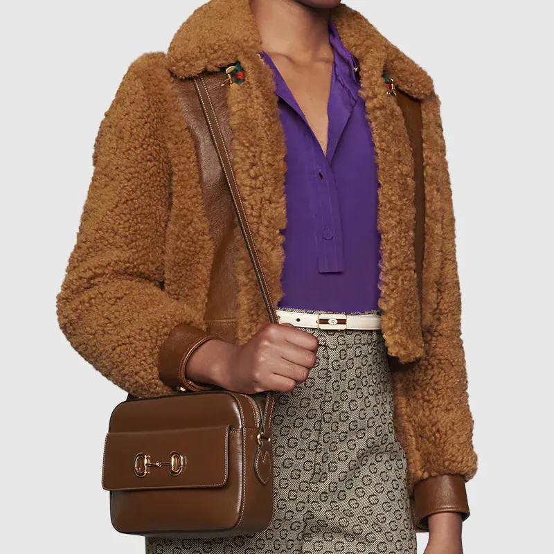 GUCCI Horsebit 1955 Leather Camera Bags Crossbody Bag Shoulder Bag Women's Brown-6