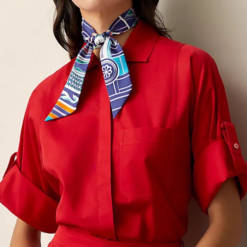 HERMES Twilly Silk Scarves Women's Indigo-1