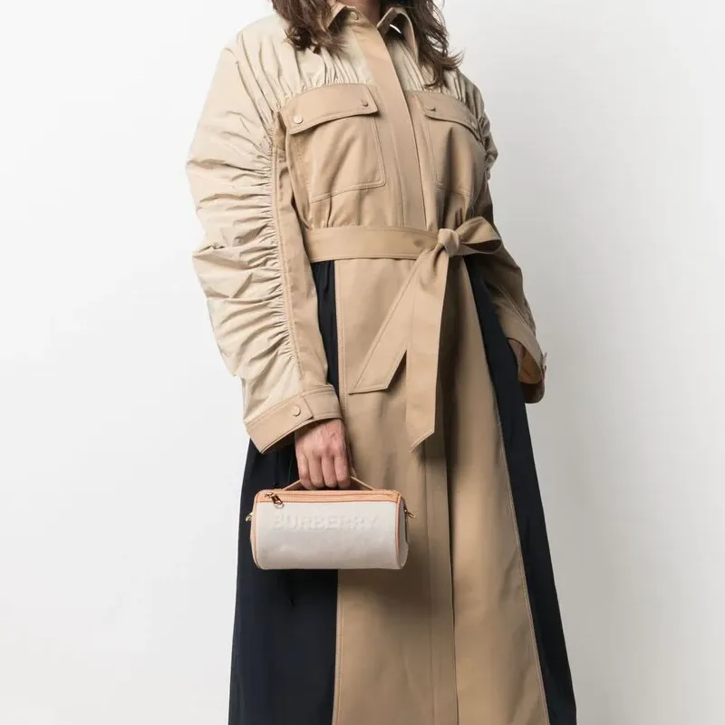 Burberry Leather Cylinder Bag, Shoulder Bag, Crossbody Bag, Handbag Women's Beige-2