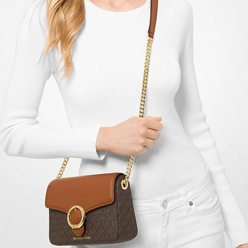 MICHAEL KORS Wanda Leather Shoulder Bag Crossbody Bag Small Size Women's Brown-4