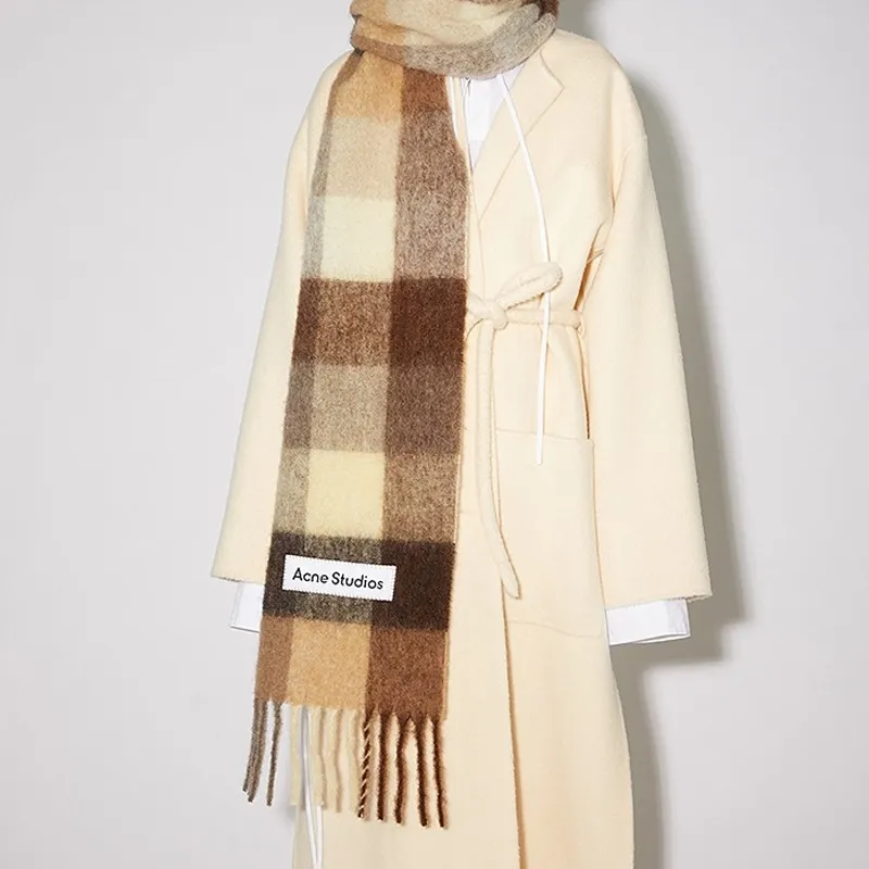 Acne Studios Mohair Knit Scarves Unisex Brown-1