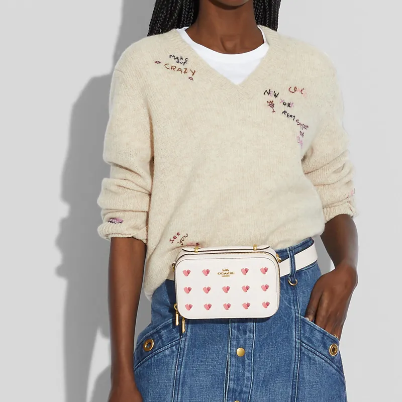 COACH Alie Leather Box Bag Camera Bag Fanny Pack Handbag Shoulder Bag Crossbody Bag Mini Women's White-4