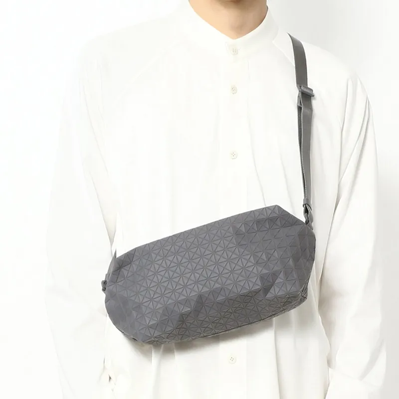 ISSEY MIYAKE KuroSaddle Cotton With Cow Leather Small Square Bag Shoulder Bag, Crossbody Bag Unisex Gray-3