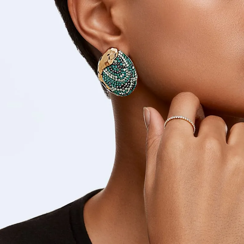 Swarovski The Elements Earrings Women's Green/Gold-4