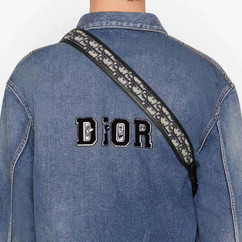DIOR Cow Leather Bag Straps Unisex Beige/Black-4