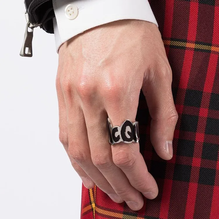 Alexander McQueen Logo Engraved Cut Out Ring-3
