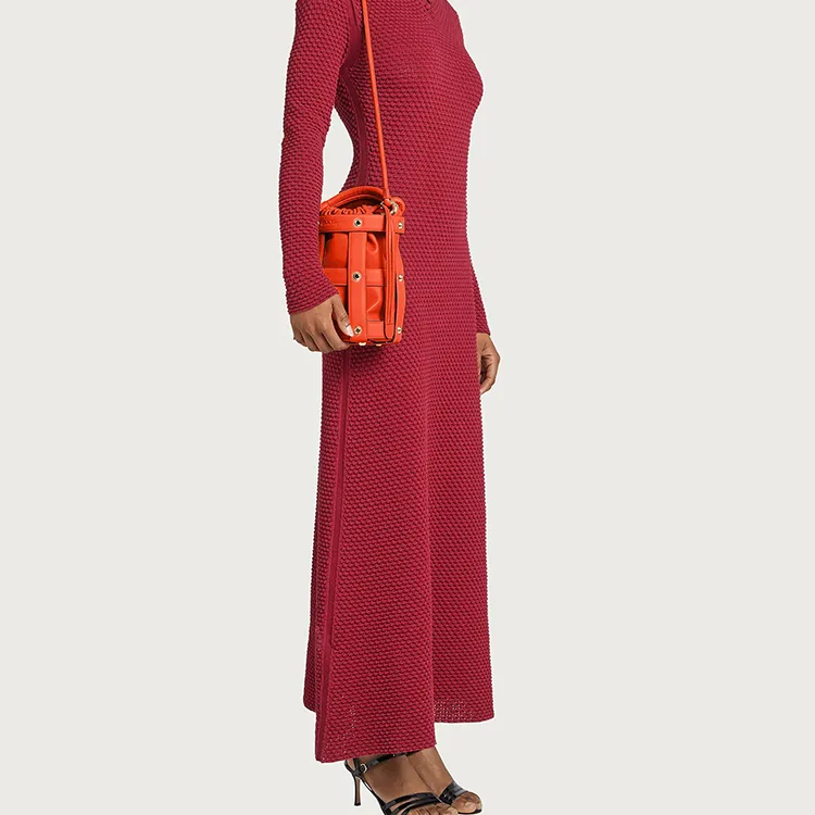 FERRAGAMO Cage Sheepskin Bucket Bags Shoulder Bag Crossbody Bag Handbag Women's Orange-5