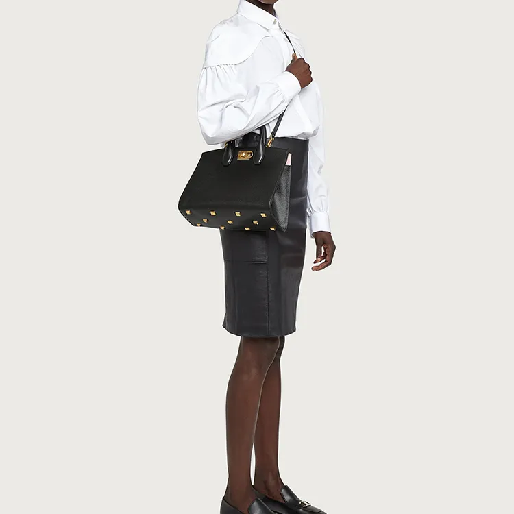 FERRAGAMO Calfskin Handbag Regular Women's Black-5