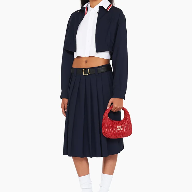 MIU MIU Sheepskin Hobo Shoulder Bag Women's Red-6
